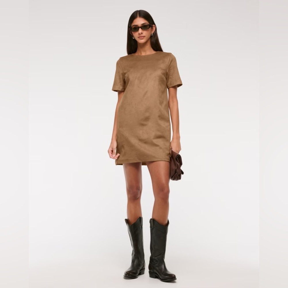 Abercrombie & Fitch Vegan Suede T-Shirt Mini Dress